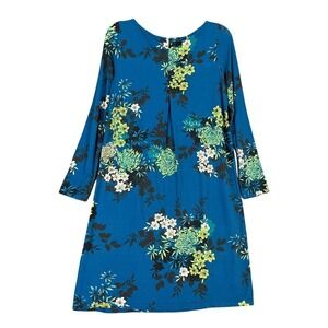 J Jill Dress Womens XS Floral Blue Stretch Wearever Collection Boho Casual‎